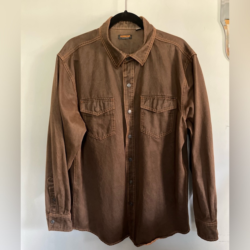 Ridgecut Brown Button-Up Shirt Jacket. Snap closure. Men’s Large. VGUC.